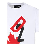 DSQUARED2 t-shirt girocollo tinta unita con stampa in contrasto Bianco per Bambino DQ2464XX BIANCO DSQUARED2 