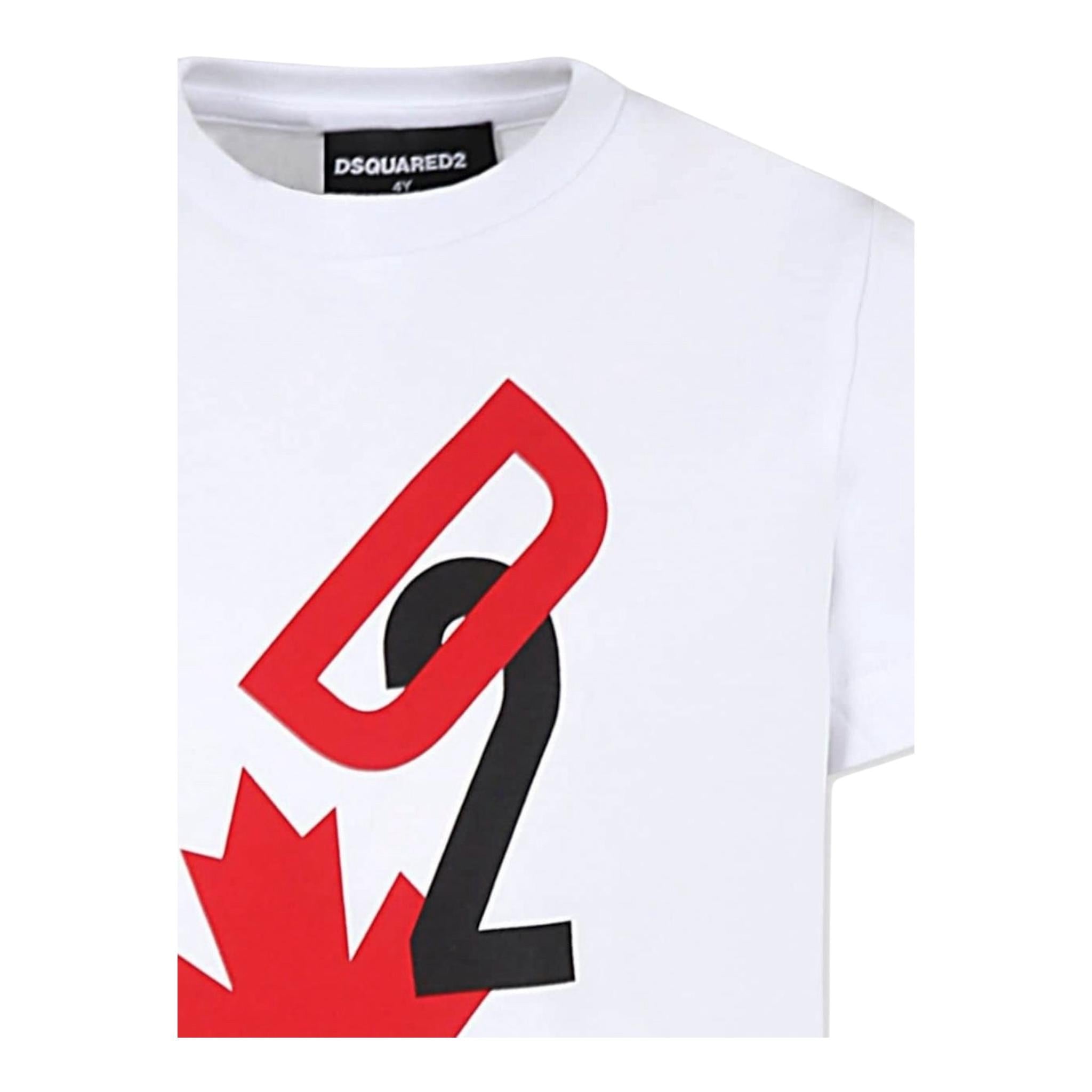 DSQUARED2 t-shirt girocollo tinta unita con stampa in contrasto Bianco per Bambino DQ2464XX BIANCO DSQUARED2 