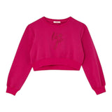LIU JO felpa modello crop tinta unita con stampa Fuxia per Bambina GF4092XX FUXIA LIU JO 