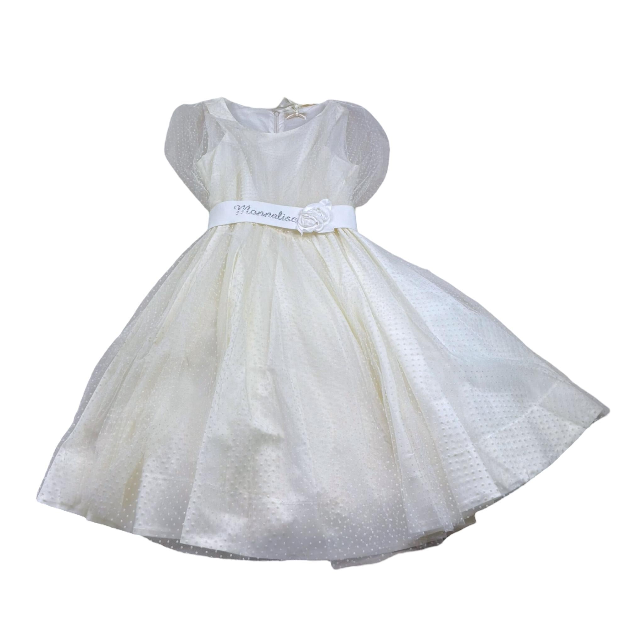 Monnalisa Abito Cerimonia Tinta Unita con Trasparenze per Bambina 793903 AVORIO MONNALISA 