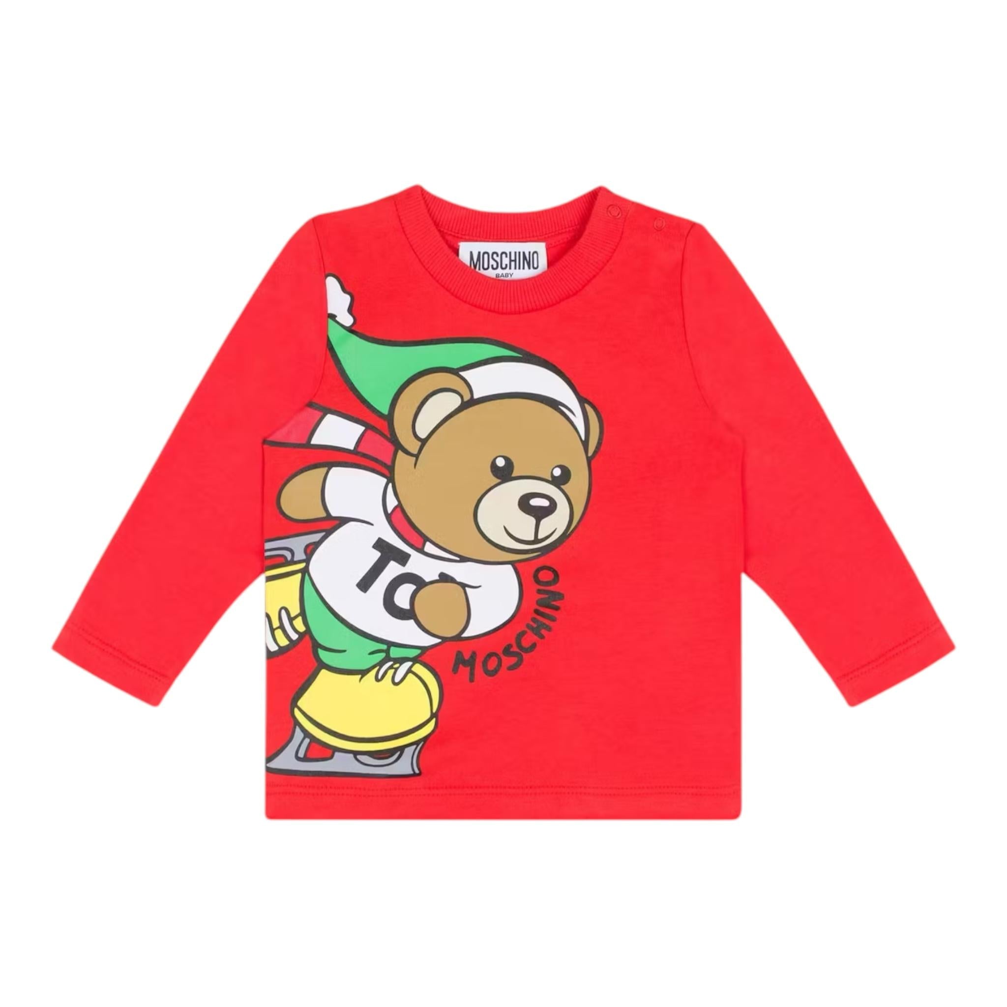 MOSCHINO shirt girocollo tinta unita con stampa orso Rosso per Bambino MSO00RJ ROSSO MOSCHINO 