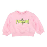 Chiara Ferragni Solid Color Crewneck Sweatshirt With Pink Print For Baby Girl