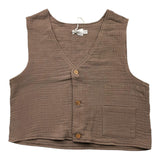 Lalalu' Solid Color Vest With Brown Buttons For Boys