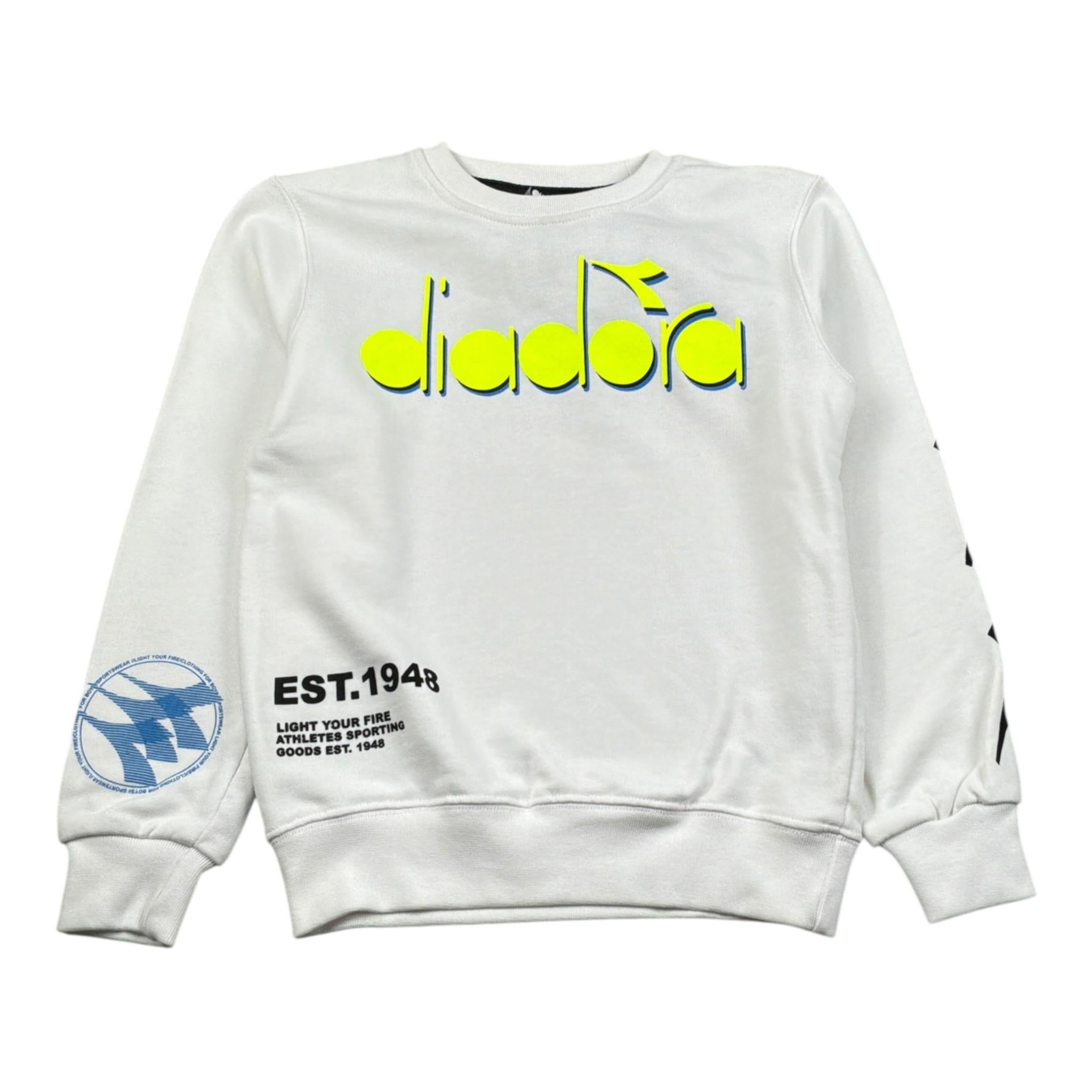 Diadora Felpa Girocollo tinta unita con Stampa Bianco per Bambino 022313 BIANCO DIADORA 