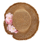 Monnalisa Cappello In Paglia Tinta Unita con Applicazioni per Bambina 19E065 BEIGE MONNALISA 