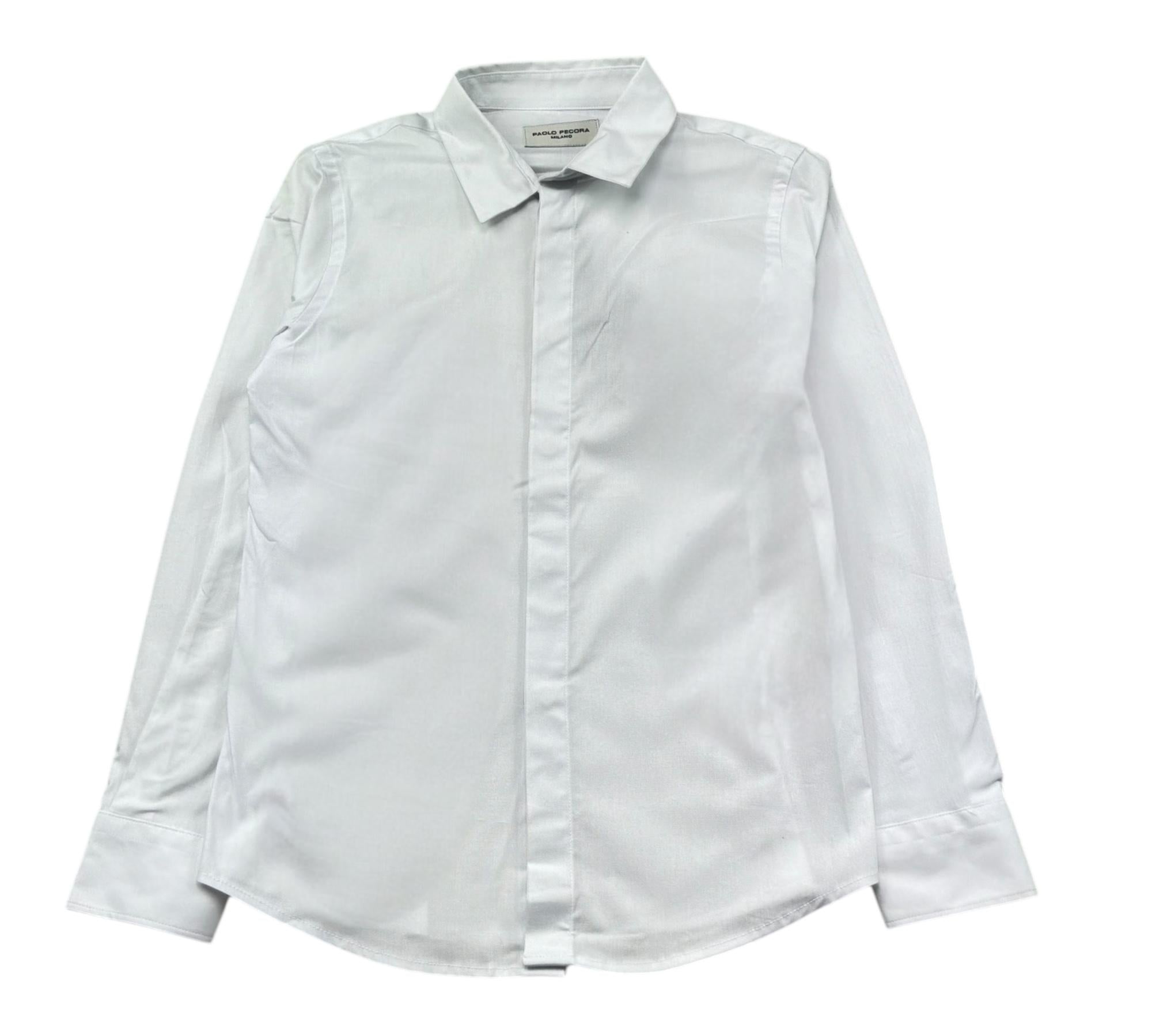 Paolo Pecora Camicia Manica Lunga Tinta Unita per Bambino PP2126 BIANCO PAOLO PECORA 