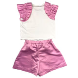 Twinset Complete 2 Pieces T-Shirt-Short White/Pink For Girls
