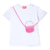 Diesel Solid Color Dress Crew Neck And White Tulle For Baby Girl