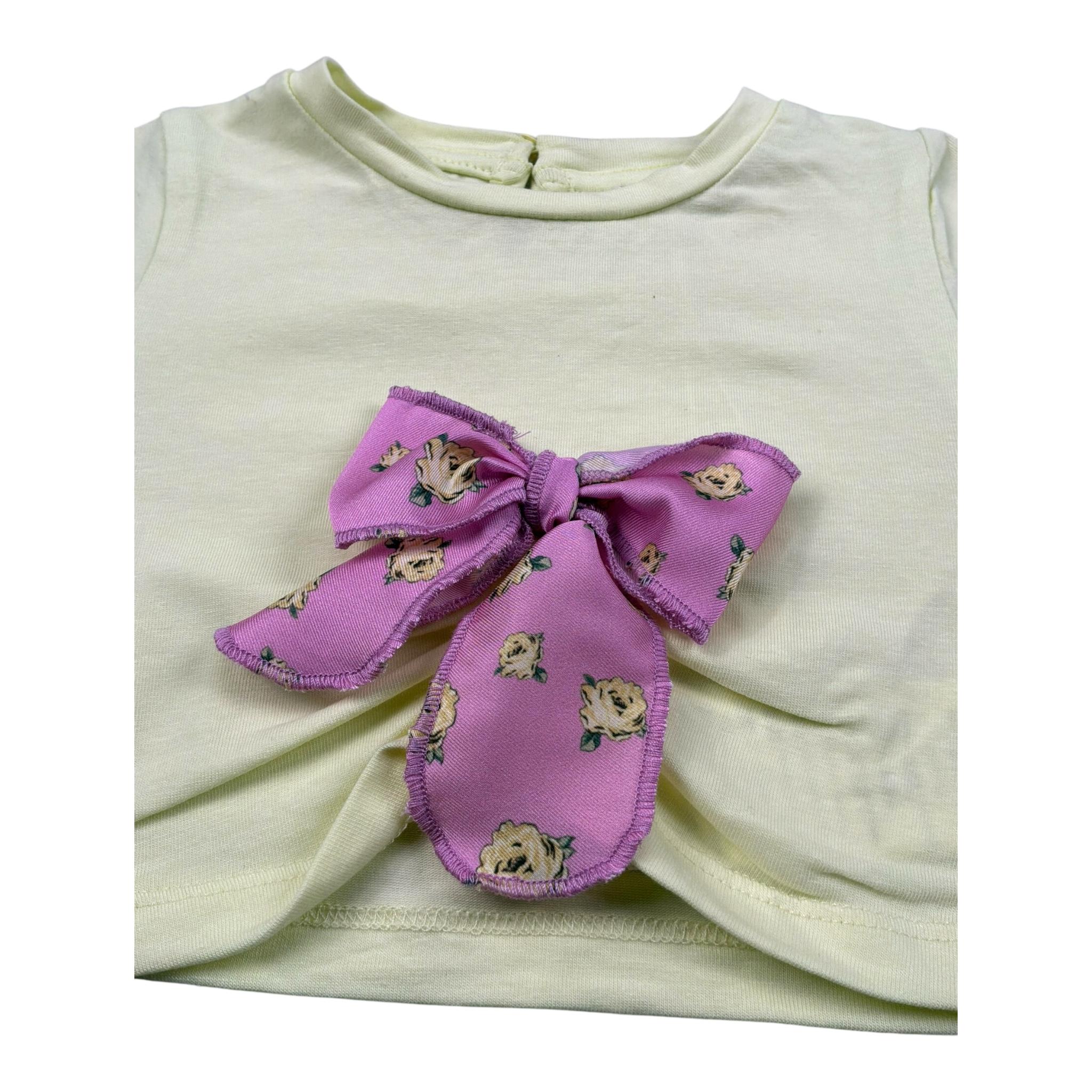 M+E' T-Shirt Tinta Unita con Applicazione Fiocco per Neonata UE1747NX GIALLO M+E' 