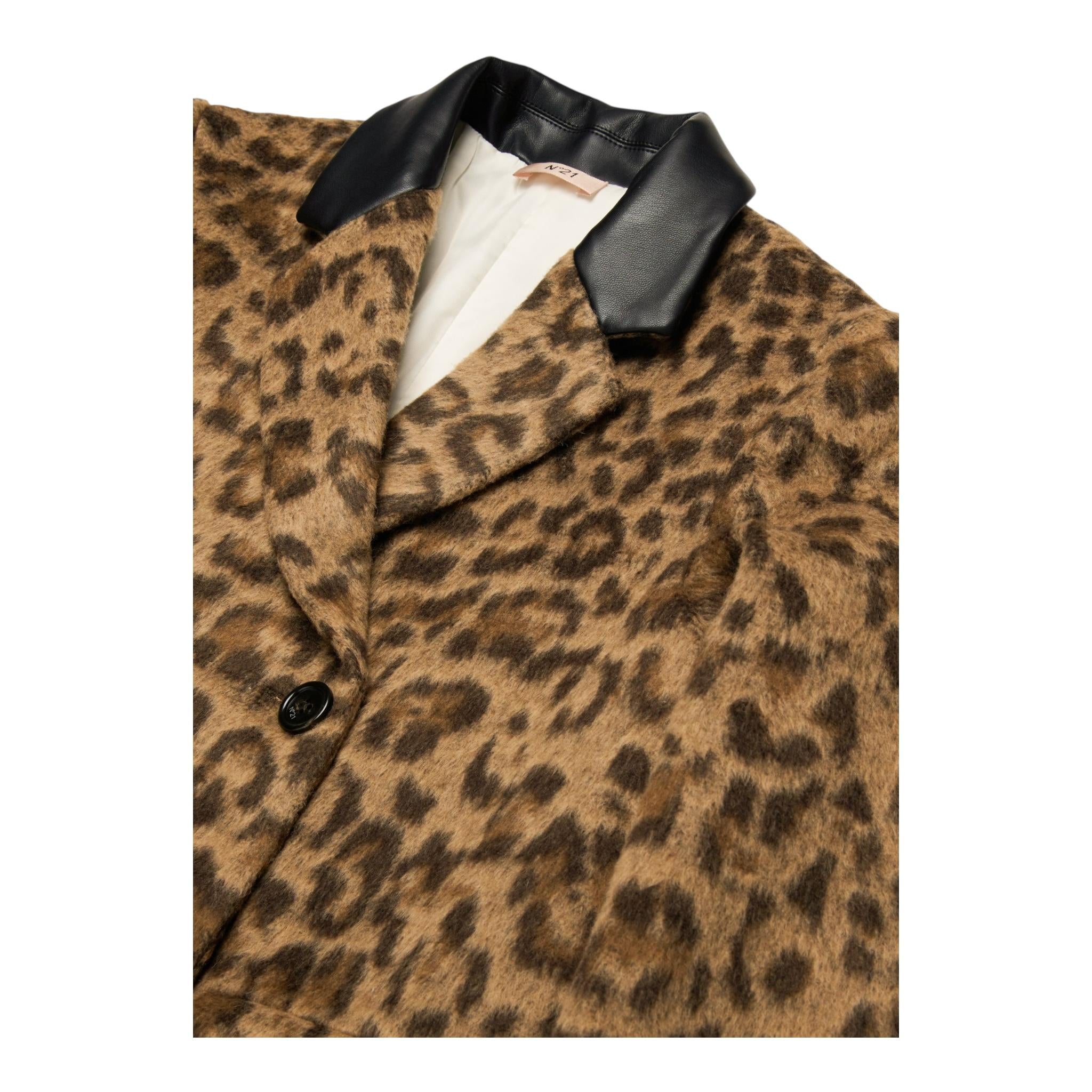 N°21 cappotto fantasia maculata tinta unita Marrone per Bambina N21983 MARRONE N°21 