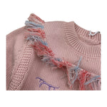 STELLA McCARTNEY maglia girocollo tinta unita con ricami e frange Rosa per Neonata TT9060 ROSA STELLA McCARTNEY 