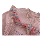 STELLA McCARTNEY maglia girocollo tinta unita con ricami e frange Rosa per Neonata TT9060 ROSA STELLA McCARTNEY 