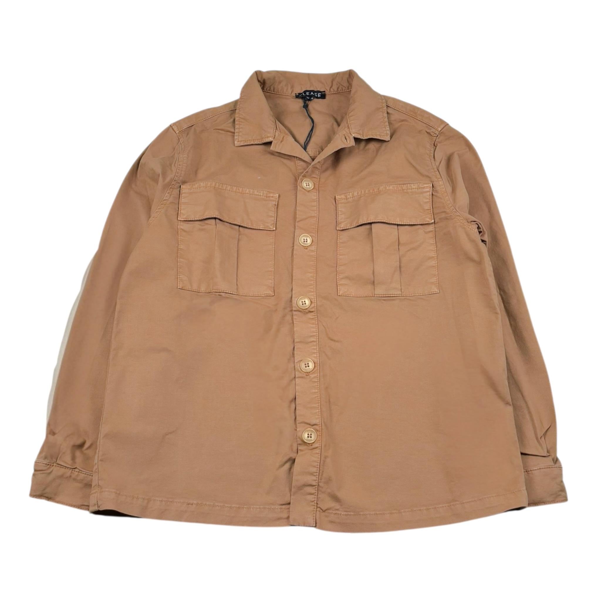 Please Camicia Tinta Unita con Bottoni per Bambino JB17132B72 CAMMELLO PLEASE 