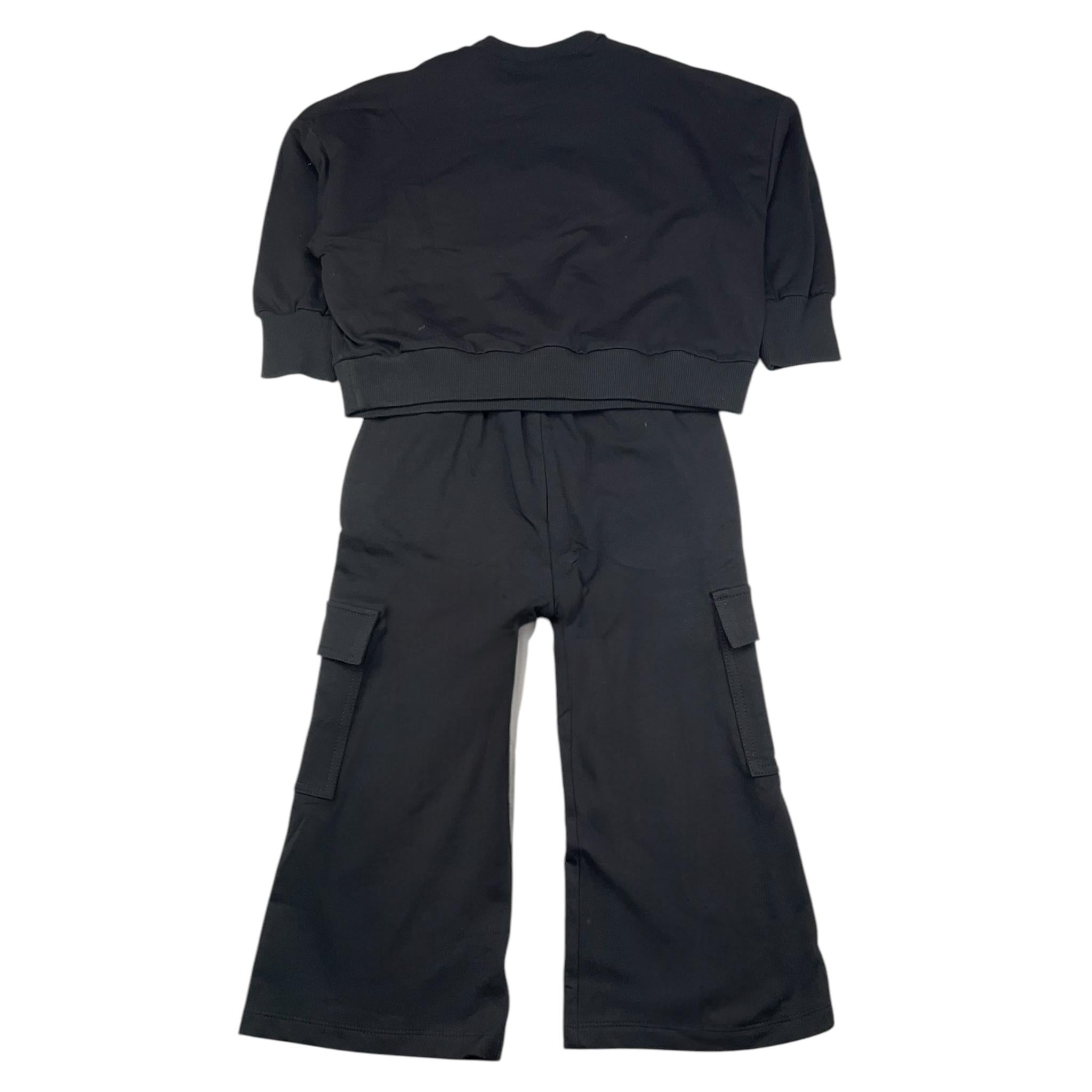 HATE LOVE completo  2 pezzi felpa-pantalone tuta palazzo Nero per Bambina OJCM00499 NERO HATE LOVE 