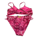 4Giveness 2 Piece Swimsuit Solid Color Bandeau Top and Panties Set for Girls Pink