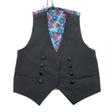 Daniele Alessandrini Solid Color Waistcoat With Black Retro Pattern For Boys