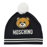 MOSCHINO cappello tinta unita con orso e pon pon Nero per Bambino HUX02KL NERO MOSCHINO 