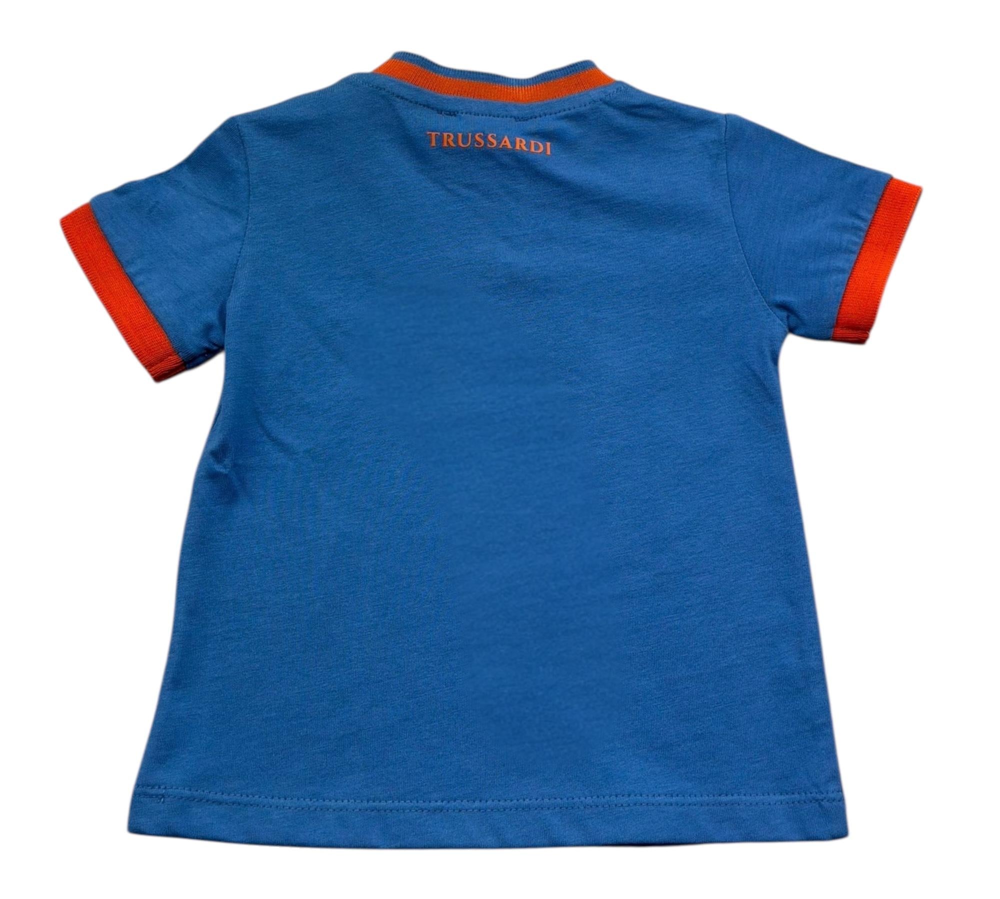 Trussardi T-Shirt Girocollo Tinta Unita con Stampa per Neonato TIP26088TS BLU TRUSSARDI 