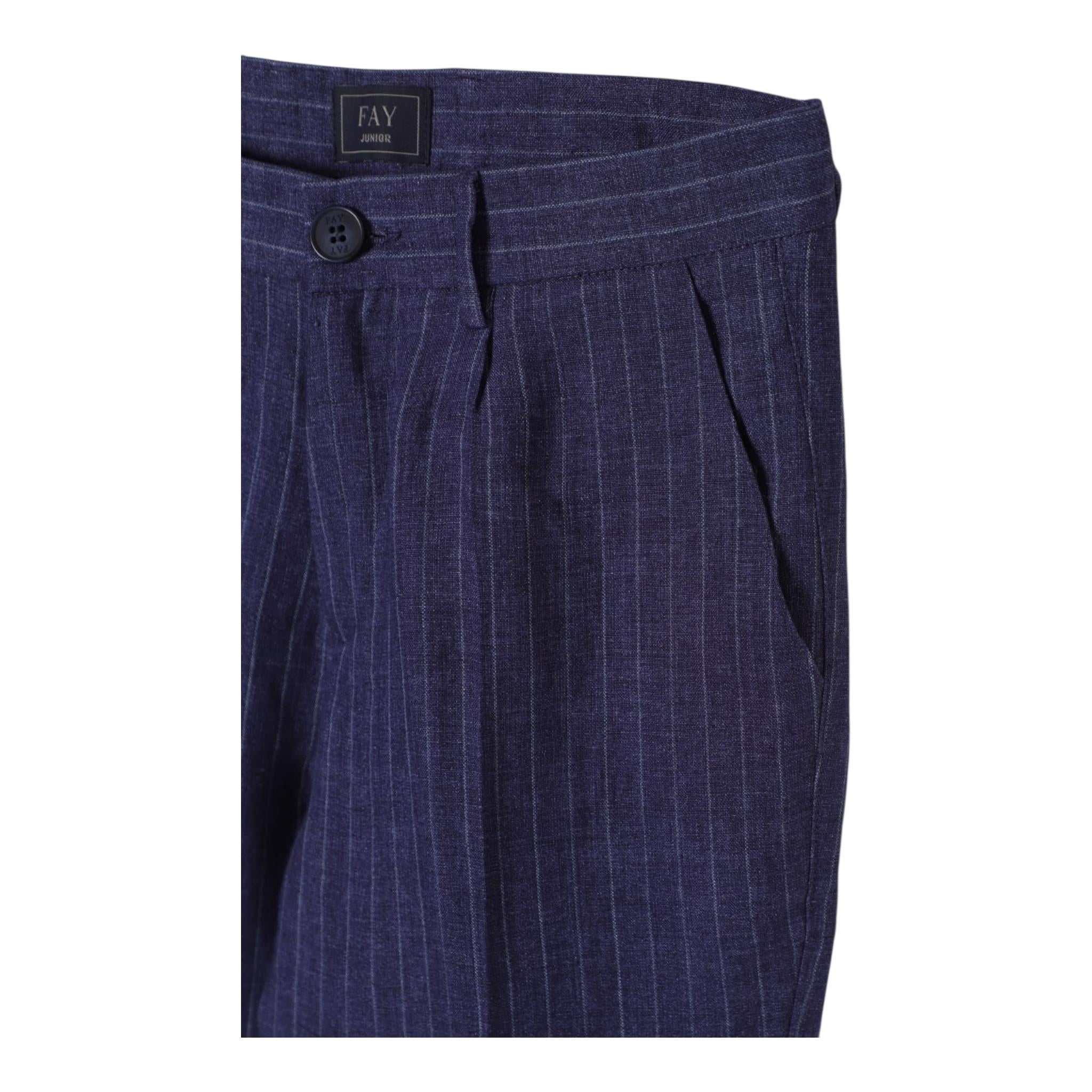 Fay Pantalone Tinta Unita con Fantasia A Righe per Bambino FW6Q21 BLU FAY 