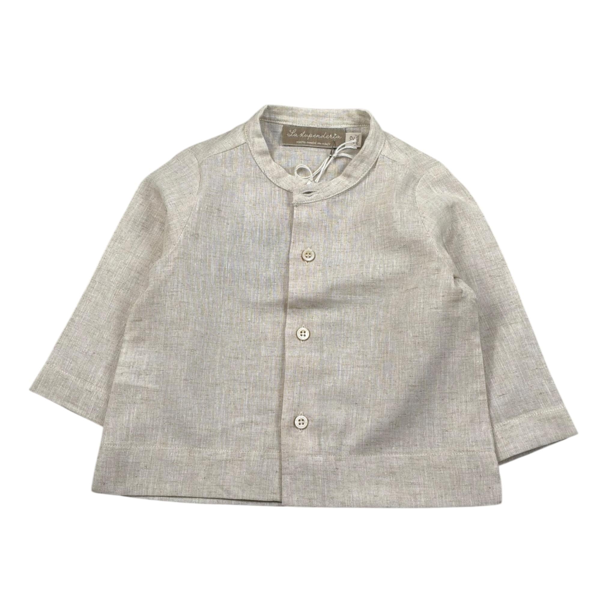 La Stupenderia Camicia tinta unita con Collo Coreano Beige per Bambino TCCM73J BEIGE LA STUPENDERIA 