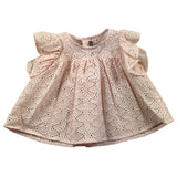 Little Bear Pink Perforated Solid Color Half Sleeve Shirt For Baby Girl
