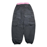 Disclaimer Solid Color Tracksuit Pants With Contrasting Elastic Black For Girls