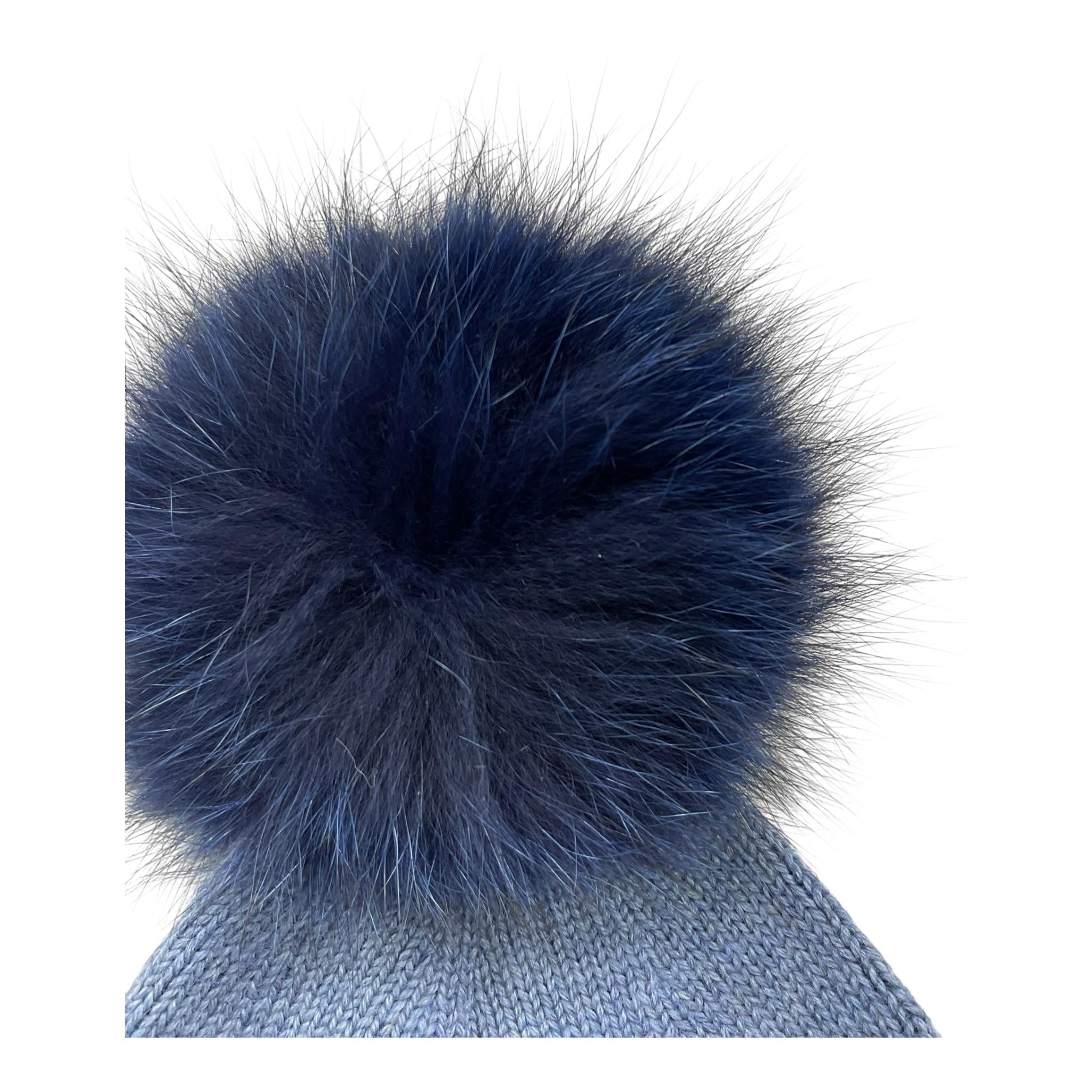 BARCELLINO cappello tinta unita con pon pon Blu per Neonato 115318 BLU BARCELLINO 