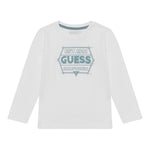Guess Shirt Girocollo Tinta Unita con Stampa per Bambino N5RI26K8HM4 BIANCO GUESS 