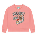 KENZO felpa chiusa girocollo tinta unita con stampa Rosa per Bambina K60692J ROSA KENZO 