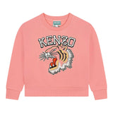 KENZO felpa chiusa girocollo tinta unita con stampa Rosa per Bambina K60692J ROSA KENZO 