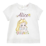 Monnalisa T-Shirt Girocollo Tinta Unita con Brillantini per Neonata 39E610 BIANCO MONNALISA 
