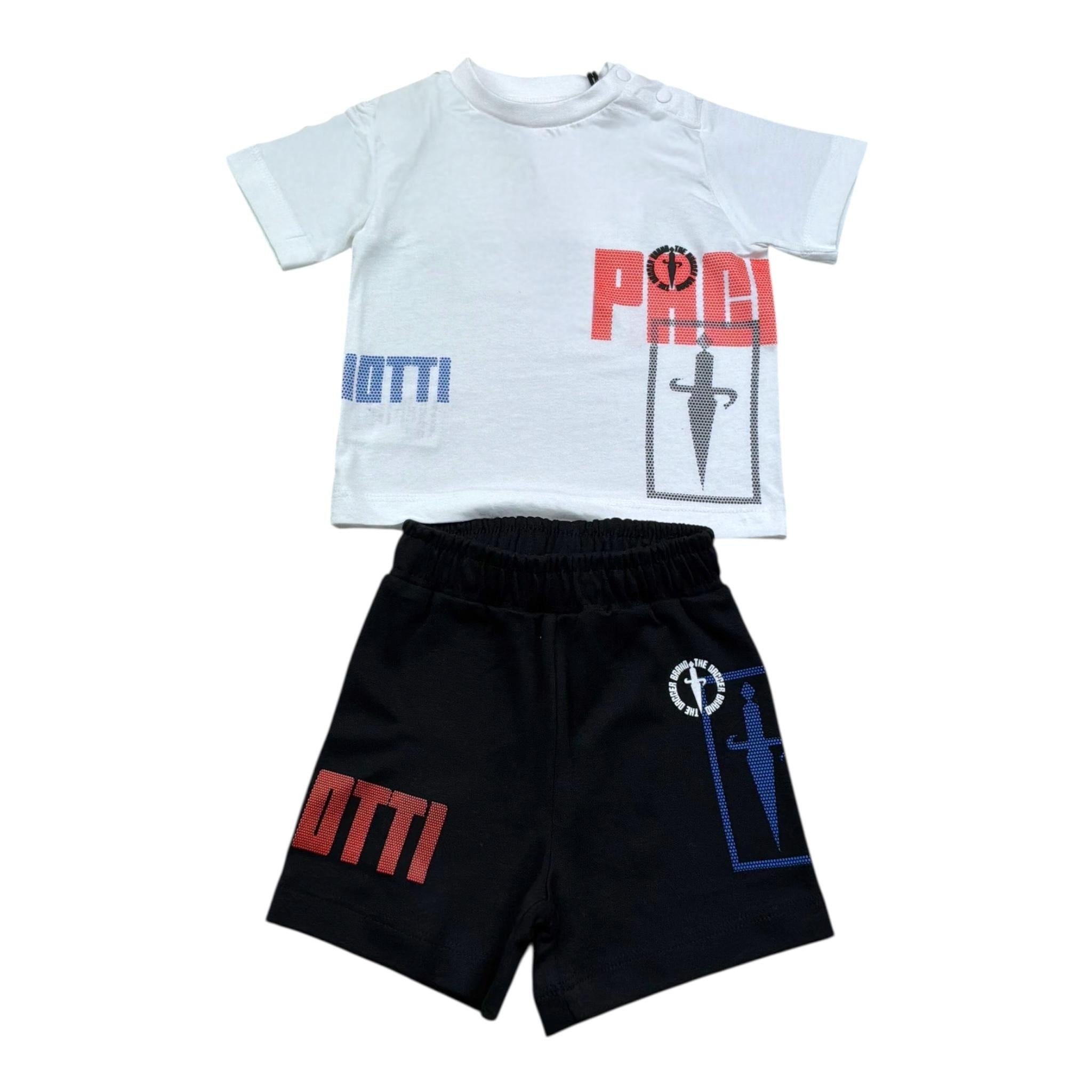 Cesare Paciotti Completo 2 Pezzi T-Shirt-Bermuda Bicolore per Neonato COMP5115B BIANCO/NERO CESARE PACIOTTI 