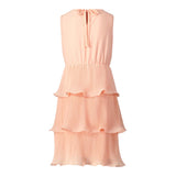 Dixie Solid Color Peach Pleated Sleeveless Dress For Girls