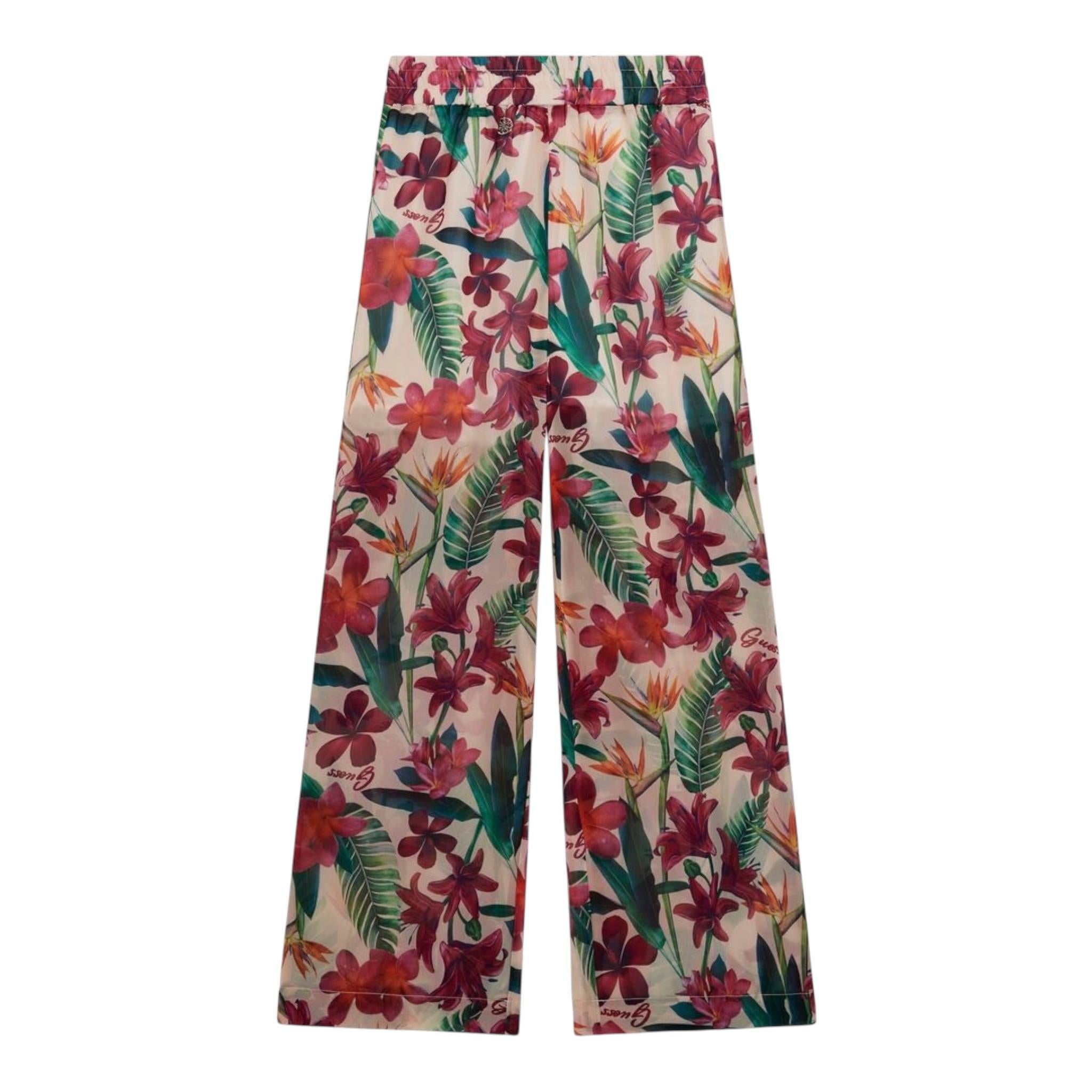 Guess Pantalone Modello A Palazzo Tinta Unita con Stampa Fiori per Bambina J5GB09WA2T0 BEIGE GUESS 