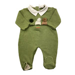 NINNAOH tutina tinta unita con colletto Verde per Neonato I24262T VERDE NINNAOH 