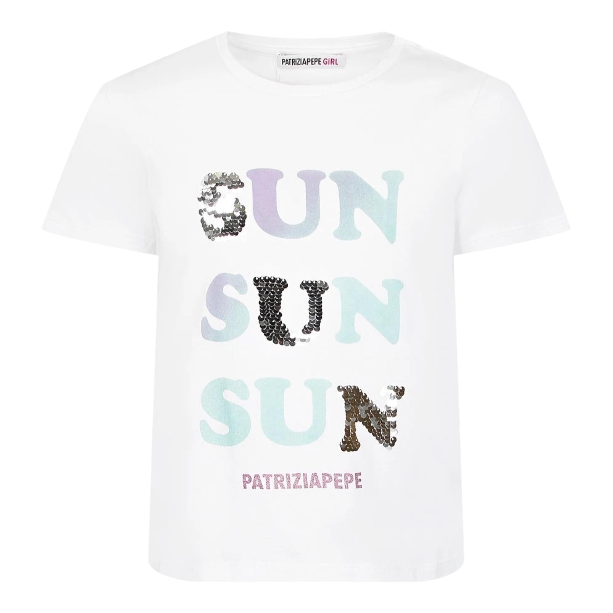PATRIZIA PEPE t-shirt girocollo tinta unita con stampa in contrasto Bianco per Bambina 7M0805 BIANCO PATRIZIA PEPE 
