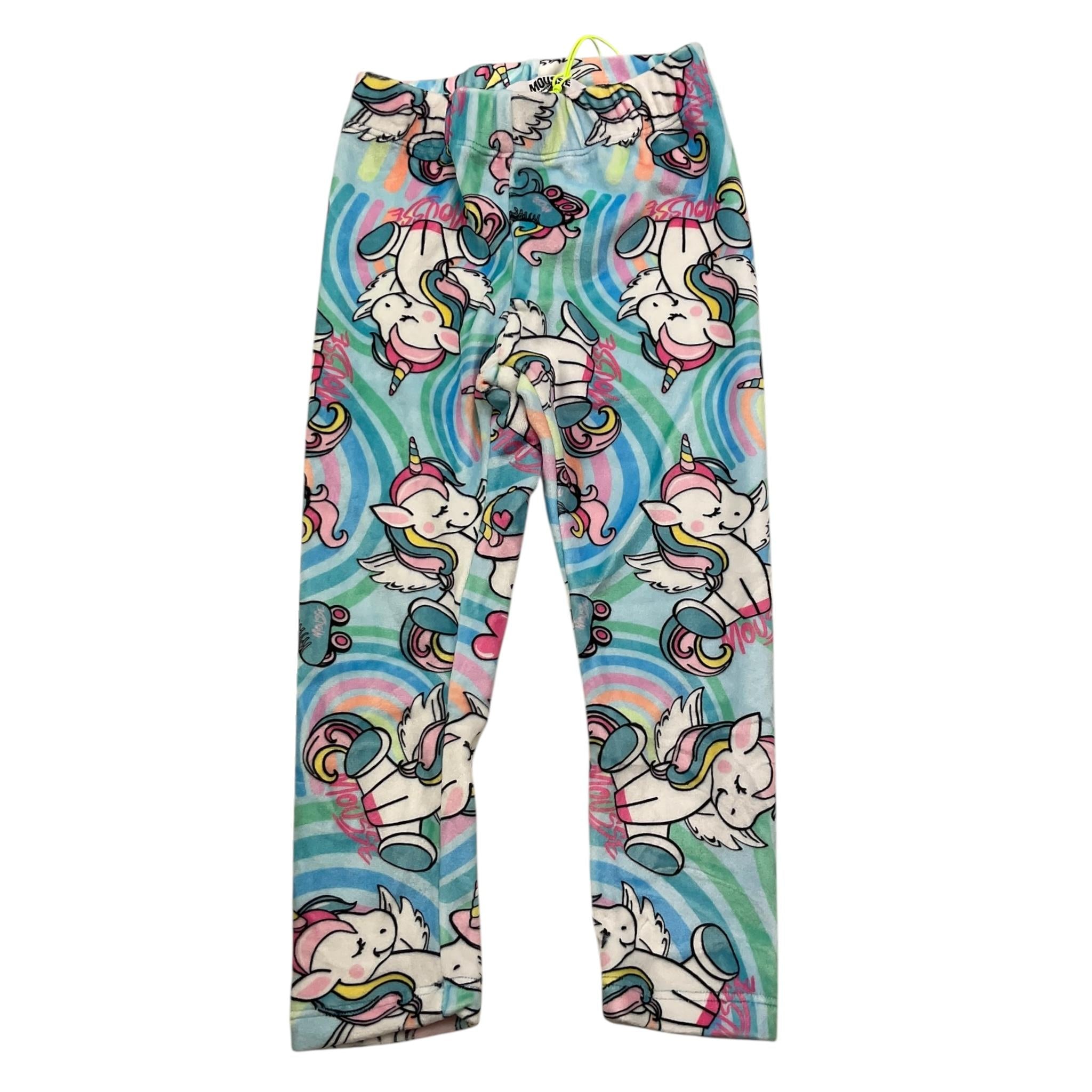 MOUSSE leggins tinta unita in velluto con stampa unicorno Azzurro per Neonata HKLBF361 AZZURRO MOUSSE 