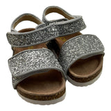 Colors Of California Solid Color Glitter Silver Sandals For Baby Girl