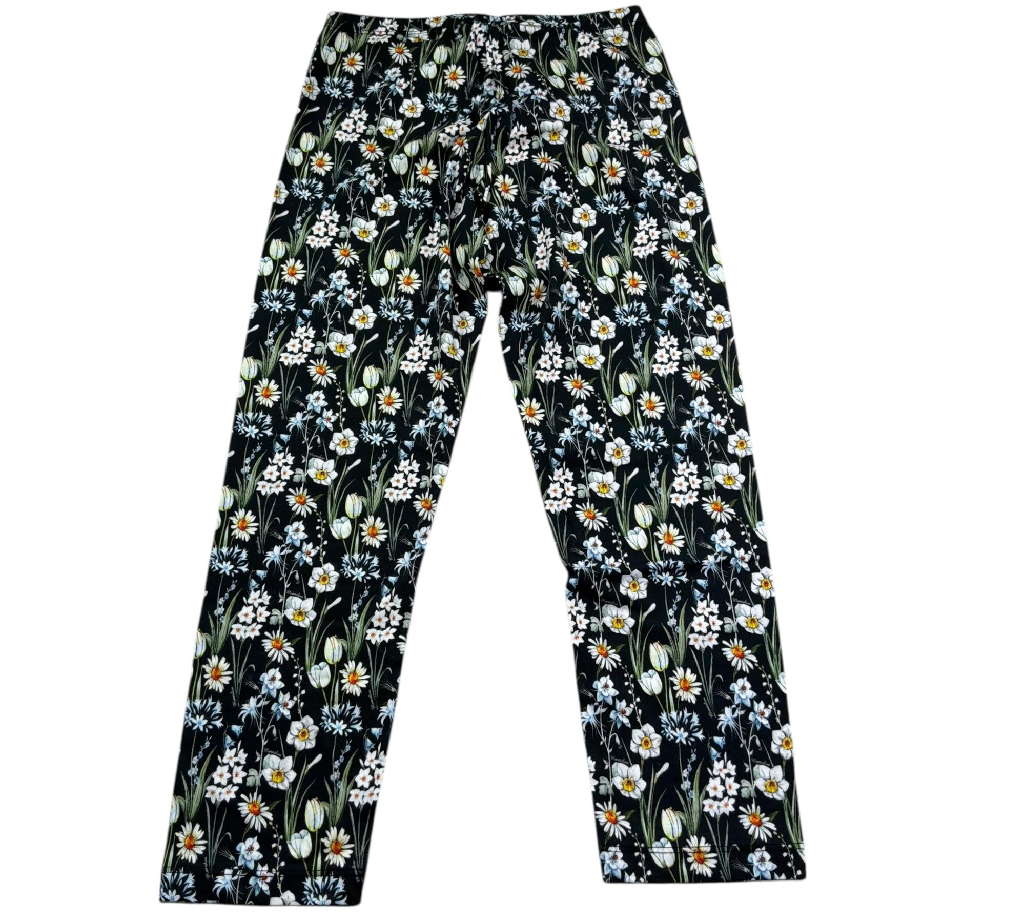 Monnalisa Leggins Tinta Unita Fantasia Floreale per Bambina 413410 NERO MONNALISA 