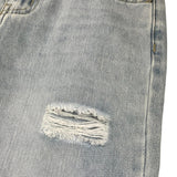Manila Grace Jeans Tinta Unita con Strappi per Bambina 198PMJS25 AZZURRO MANILA GRACE 