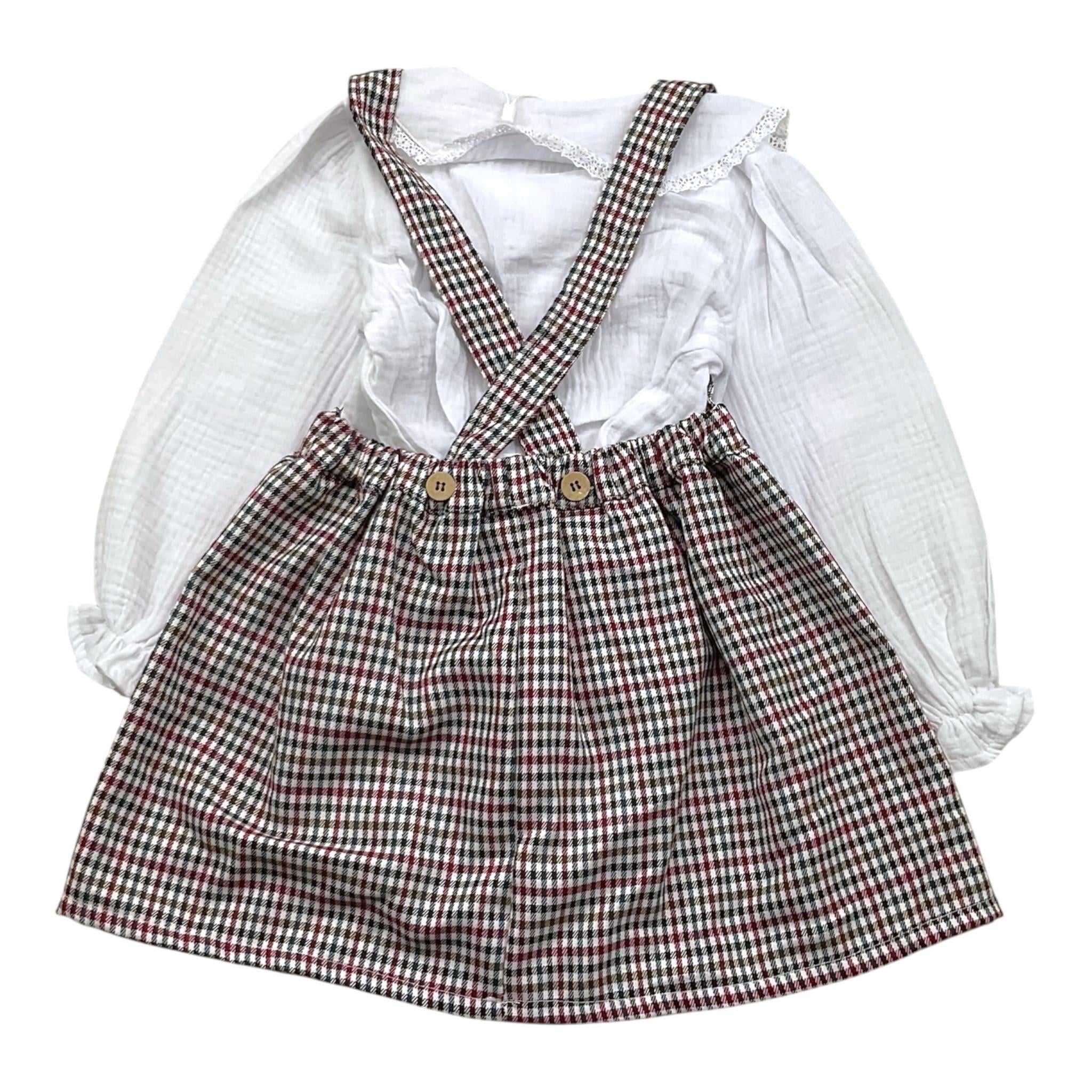 BABIDU completo 2pz salopette-camicia fantasia a quadri Bianco per Bambina 93660J BIANCO BABIDU 