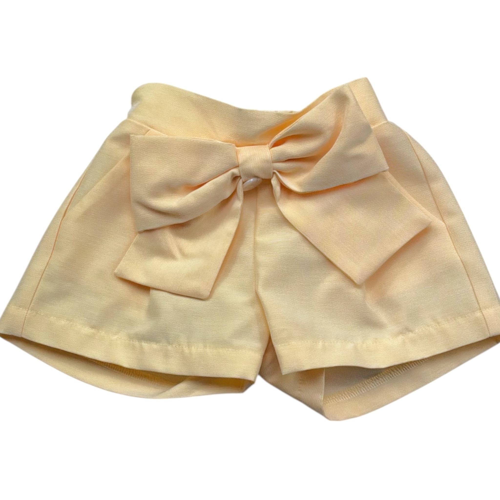 Le Bebe' Short Tinta Unita con Fiocco per Neonata LBG6403 GIALLO LE BEBE' 