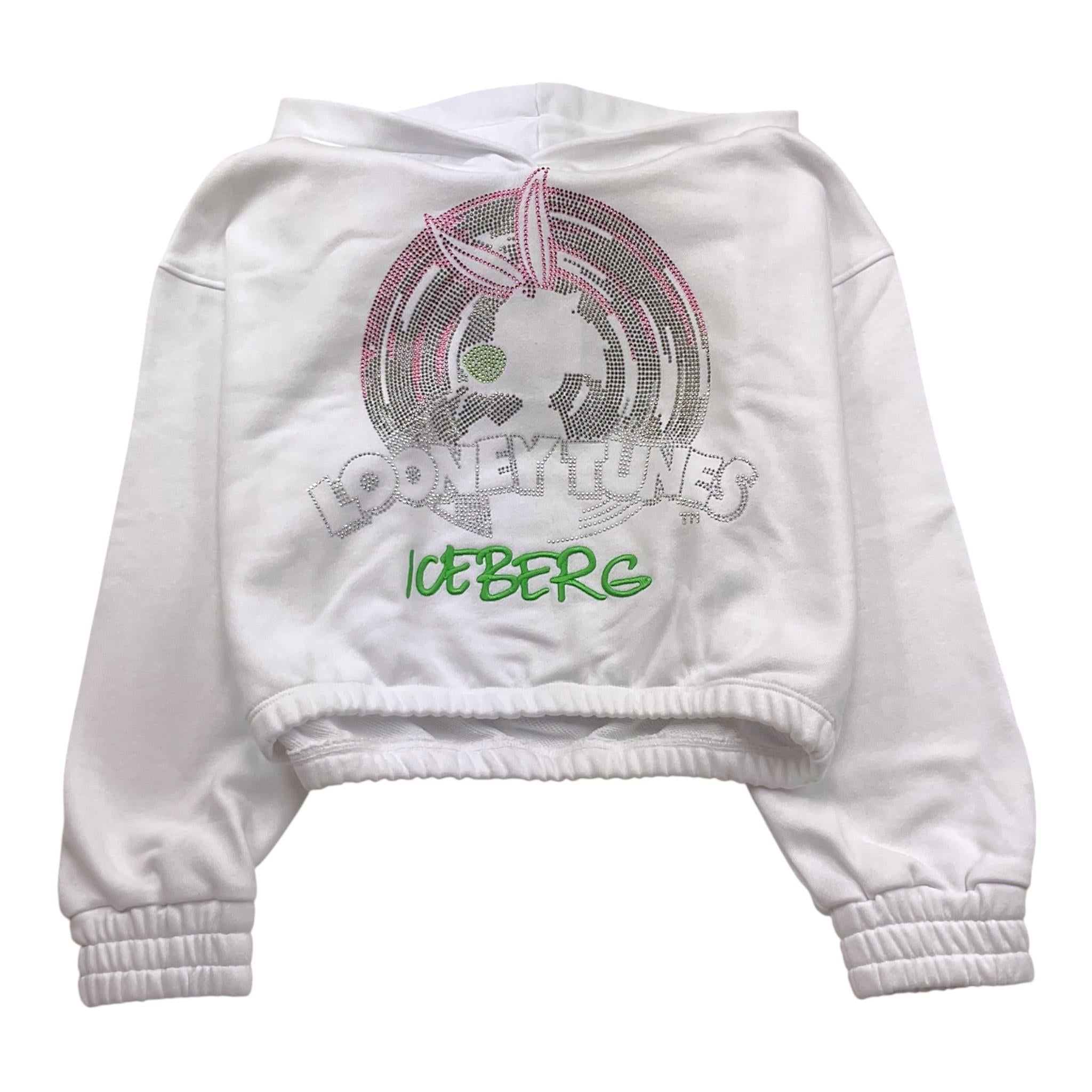 Iceberg Felpa Tinta Unita con Cappuccio E Brillantini per Bambina MFICE4150J BIANCO ICEBERG 