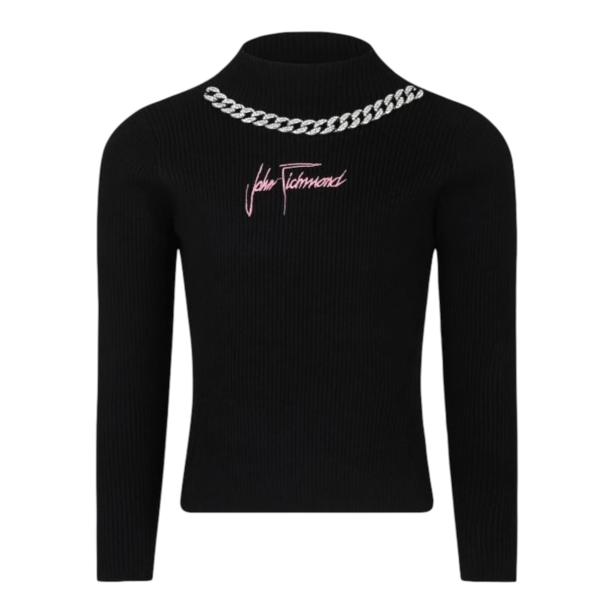 JOHN RICHMOND maglia mezza collo tinta unita con applicazioni Nero per Neonata RGA24080MANX NERO JOHN RICHMOND 