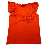 Mariuccia Plain Tank Top With Orange Ruffles For Girls