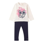 SARABANDA completo 2pz shirt-leggins bicolore Bianco/blu per Neonata A337 BIANCO/BLU SARABANDA 