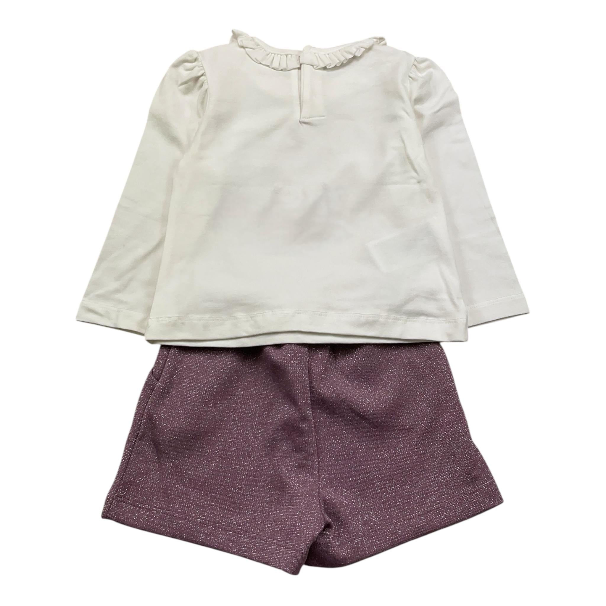 MAYORAL completo 2pz short-shirt bicolore Bianco/rosa per Neonata 2253X BIANCO/ROSA MAYORAL 