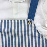 Barcellino Complete T-Shirt-Dungarees Solid Color with White Striped Pattern for Newborns