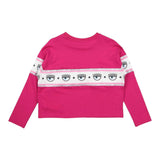 Chiara Ferragni Shirt Crop Model Solid Color With Fuchsia Print For Girls
