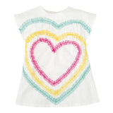 Agatha Ruiz Half Sleeve Dress With White Tulle Applique For Baby Girl